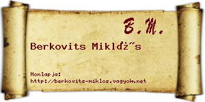 Berkovits Miklós névjegykártya